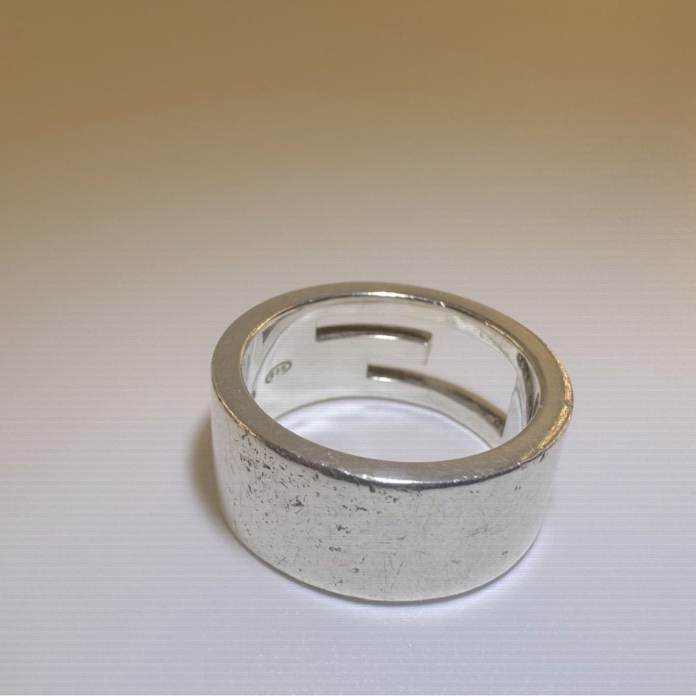 Gucci Wide G Cutout Ring Size 5 Made in Italy Vintage Authentic 925 - Picture 8 of 11